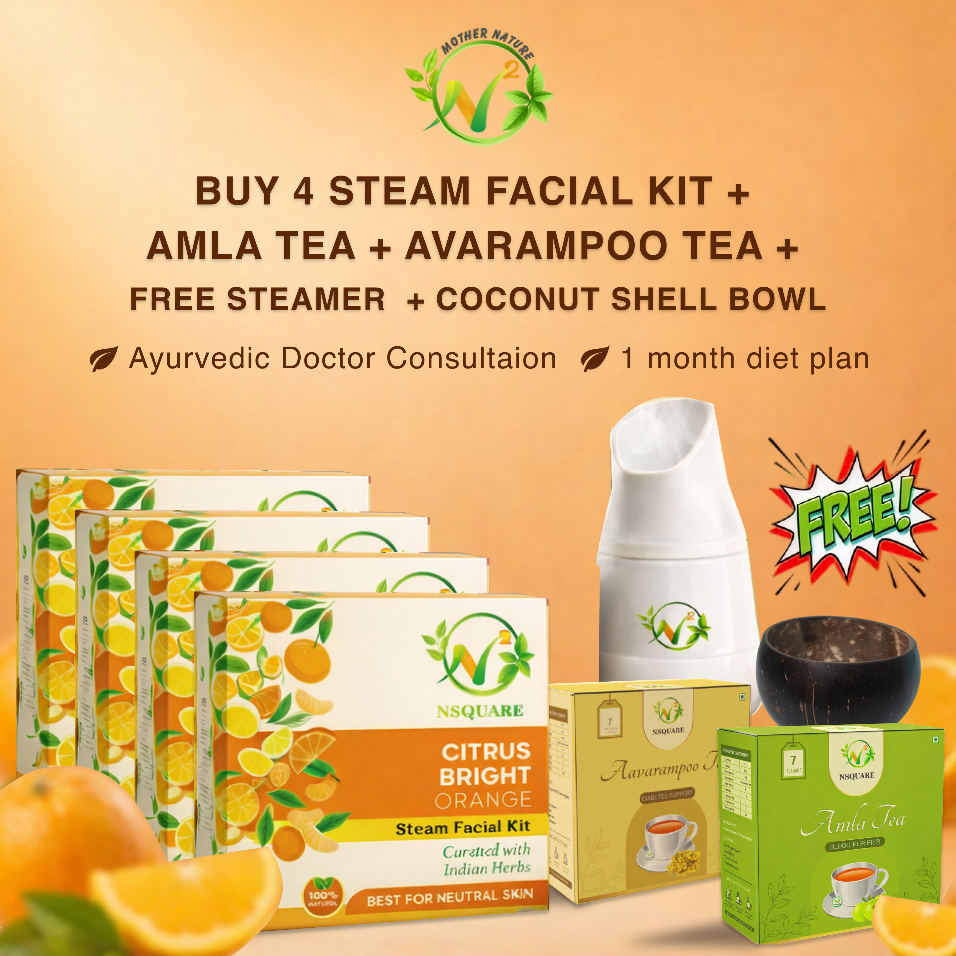 Orange Steam Facial Kit - Monthly Combo